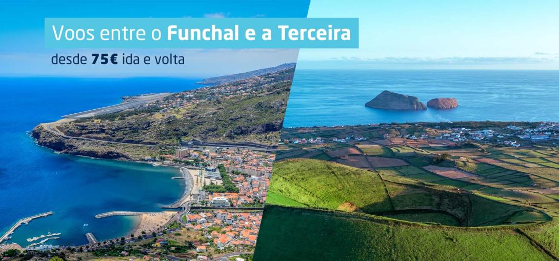 Voos entre o Funchal e a Terceira, desde 75€ ida e volta.